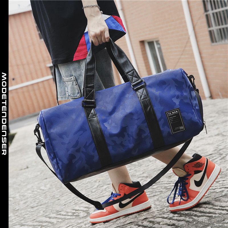 camouflage mandlig rejsetaske bagage taske bærbar simpel mørkeblå