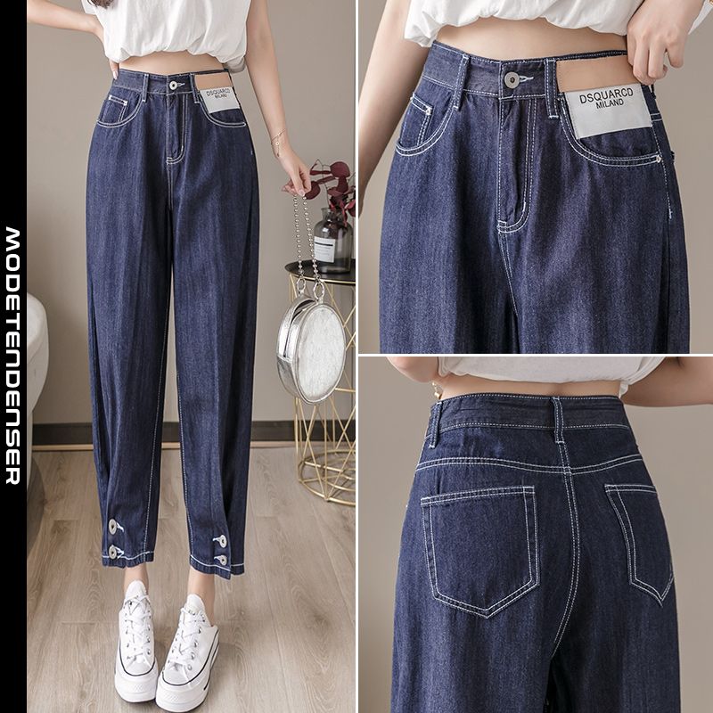 chic kvinders jeans slank klassisk design mørkeblå