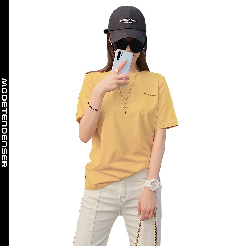 enkel og sød slank t-shirt til kvinder original gul