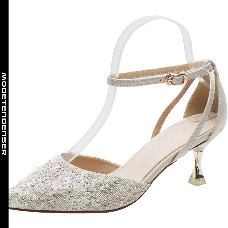 fashion rhinestone kvinders sandaler baotou spring high heel stiletto silver