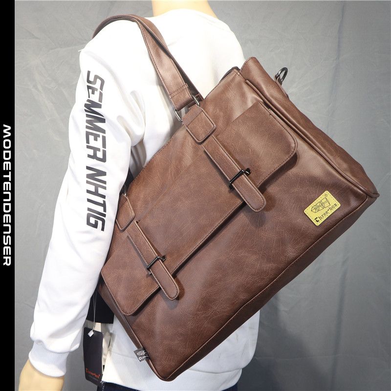 flip mænds håndtaske modetaske computer computer taske brun