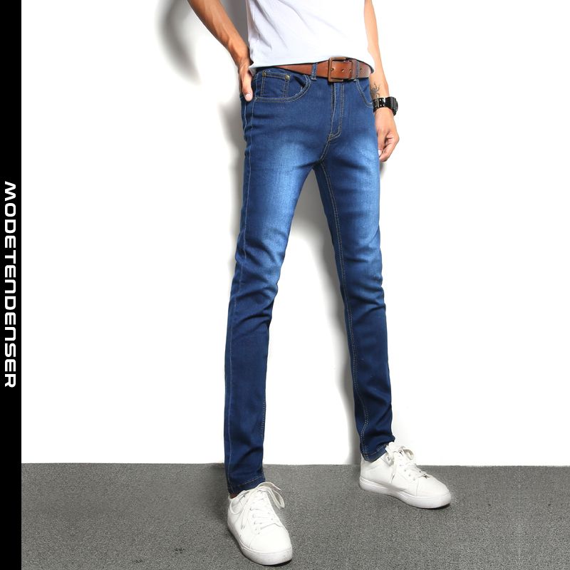 jeans mænd slank lige stretch ungdomsblå