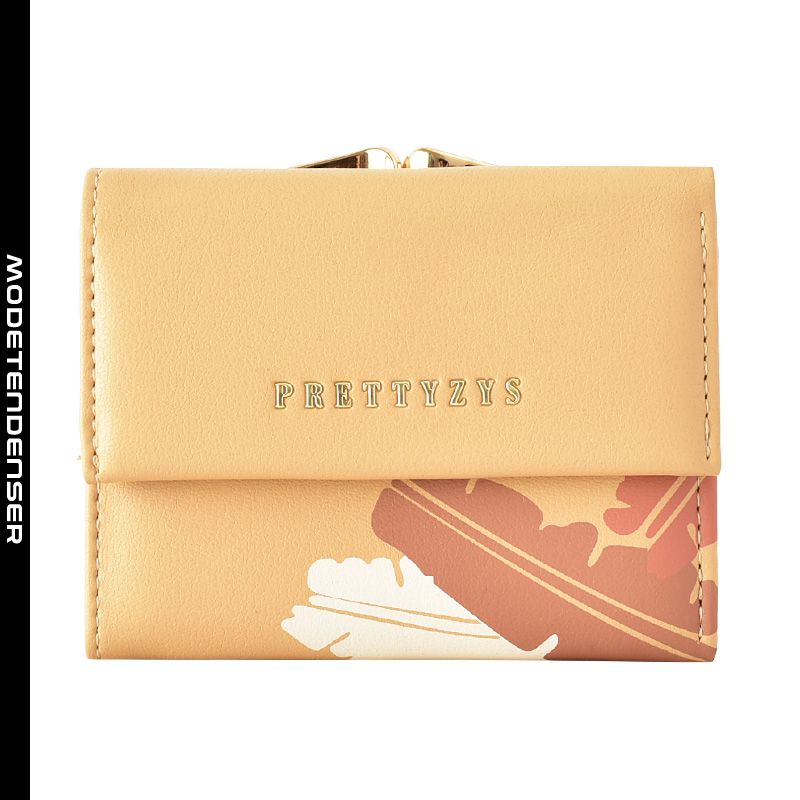 kort tegnebog kvindelig retro pengepung kortpose foldet gul
