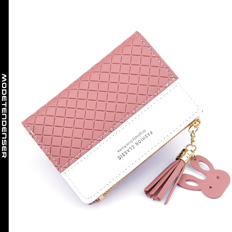 kvindelig tegnebog kortfarvet kontrast præget lynlås kvast pengepung tegnebog tegnebog pink