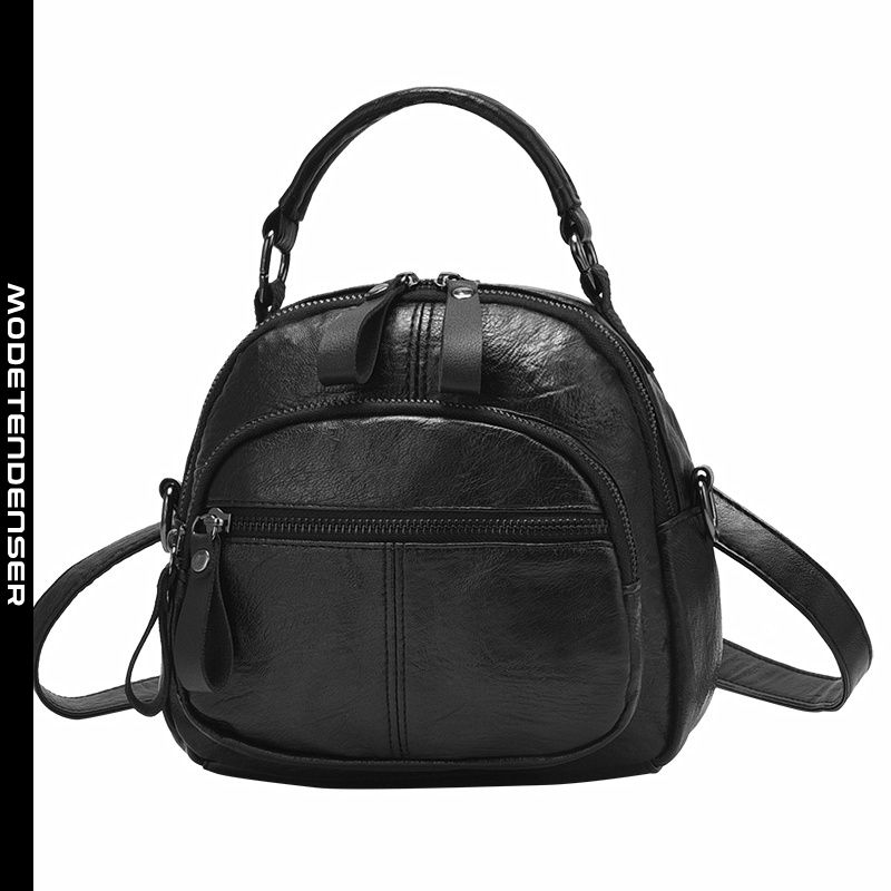 kvinders rygsæk messenger bag ensfarvet håndtaske mini håndtaske sort