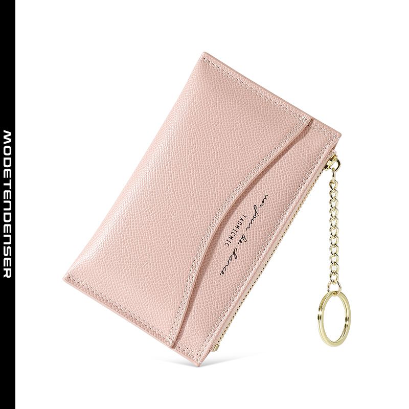 lang tegnebog kvindelig pengepung møntpose kortpose lynlås lyserød