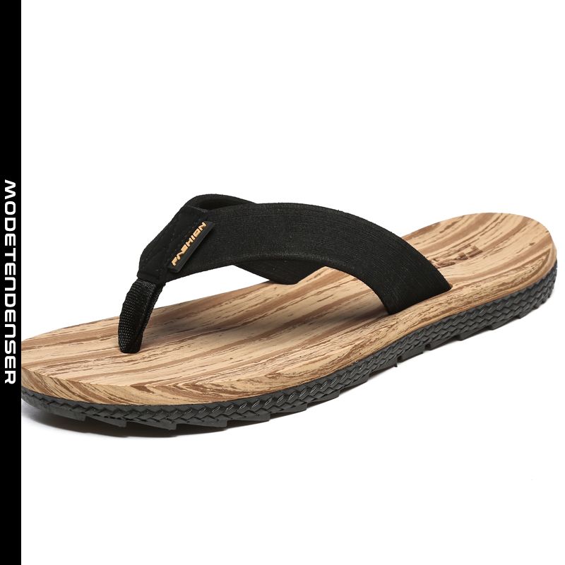 mænds flip flops træ korn personlighed udendørs sommer strand sandaler sort