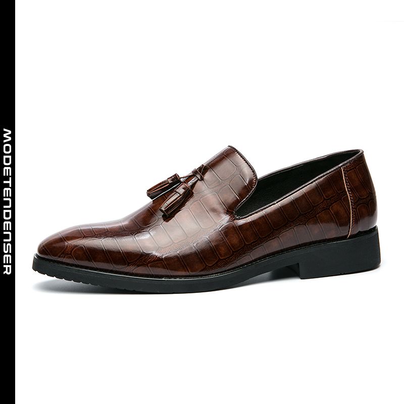 mænds formelle sko kvast afslappet loafers vildspids retro brun