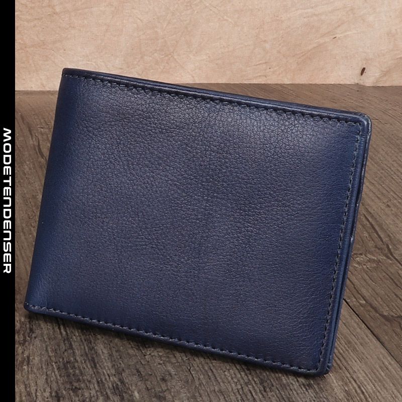 mænds håndlavede tegnebog kort foldet blød simpel mørk blå