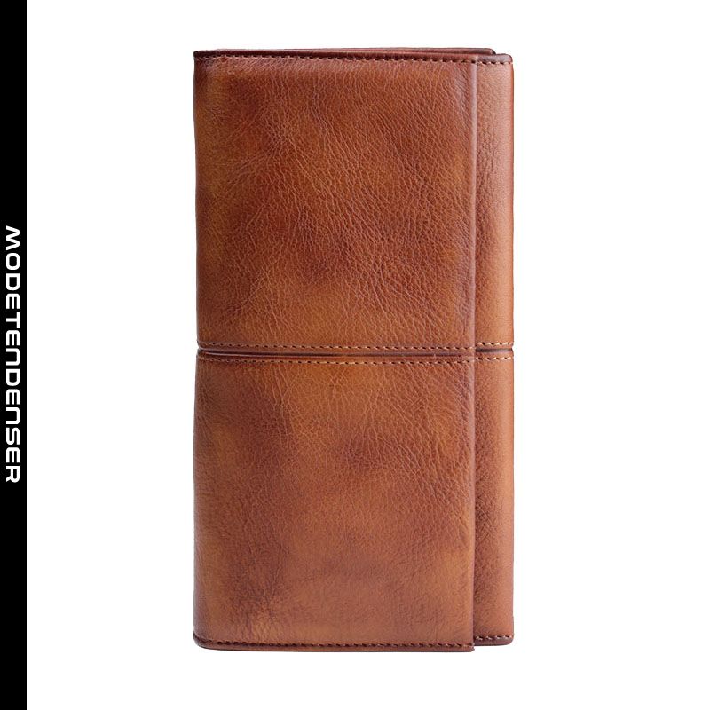 mænds håndlavede tegnebog retro læder lynlås trend brun