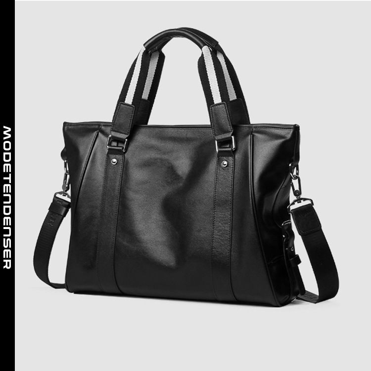 mænds håndtaske læder taske dokumentmappe stor kapacitet sort