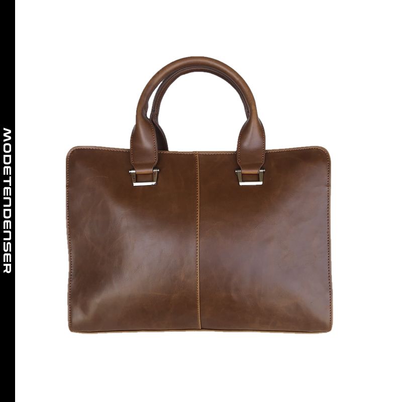 mænds læder håndtaske business simpel dokumentmappe brun