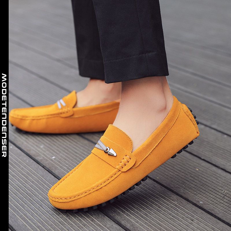 mænds moccasin sko mode skrubber læder kører afslappet gul