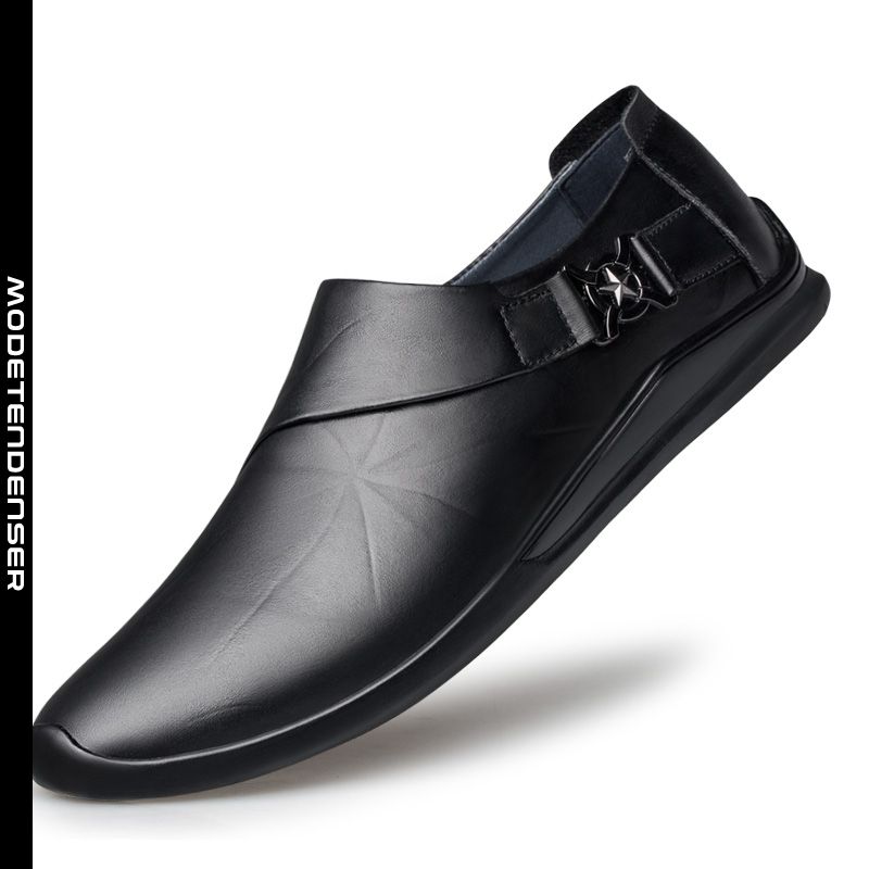 mænds munkesko business casual læderkjolesko komfortabel kørsel sort