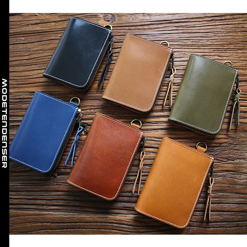 mænds tegnebog læder kort lynlås tegnebog kortpose brun