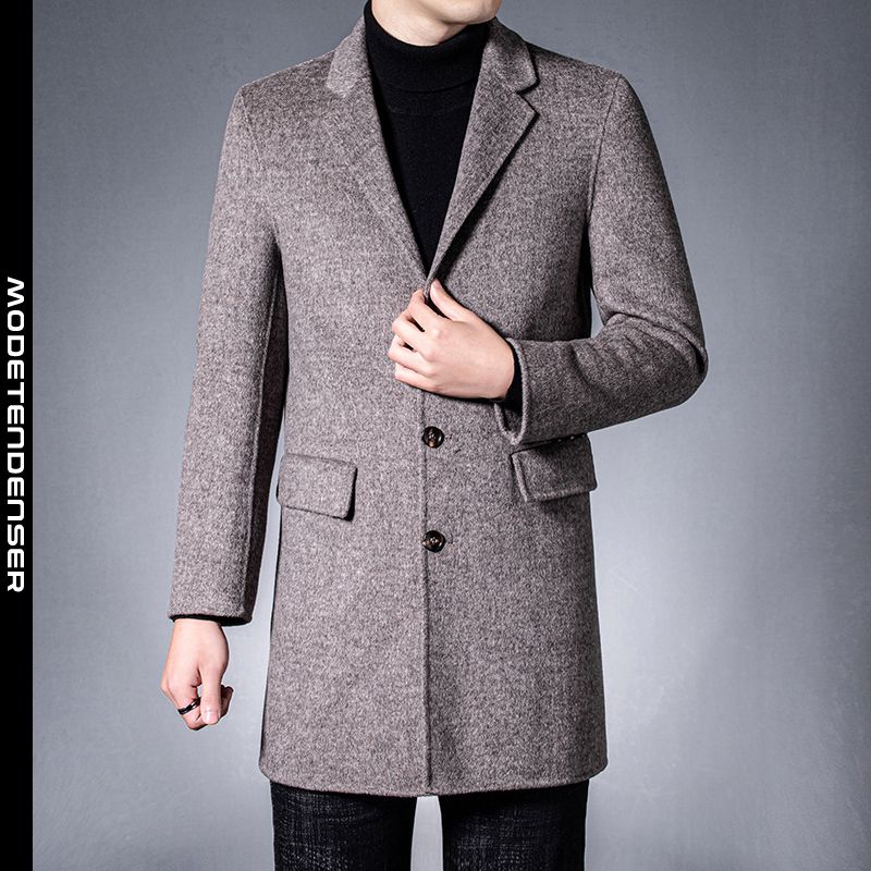 mænds uldfrakke lang forretningsmode chic luksus khaki