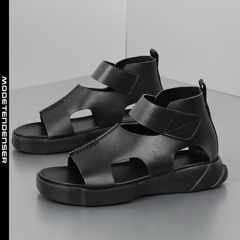 mode lædersandaler mænds trend sommer tyk sål romerske sko sort