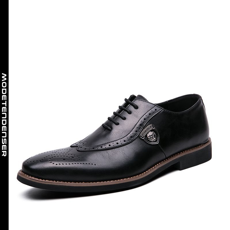 moderigtige mænds bullock oxford-sko afslappet forretningskolesko spids tå stor størrelse sort