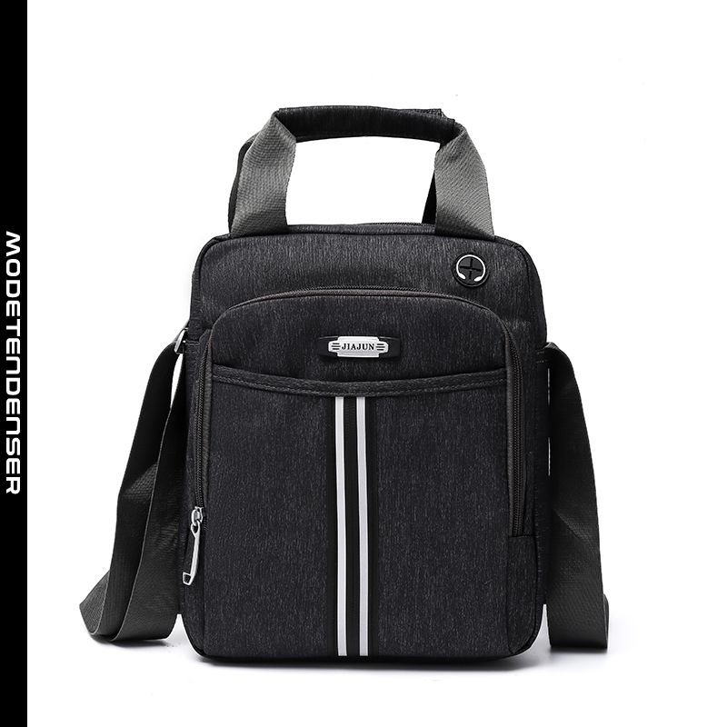 multifunktionel diagonal taske til mænds skuldertaske afslappet håndtaske sort