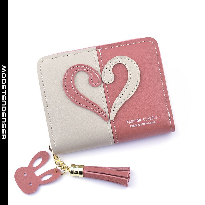 ny stil tegnebog kvinder kort lynlås kvast tegnebog mode søm kontrast lyserød
