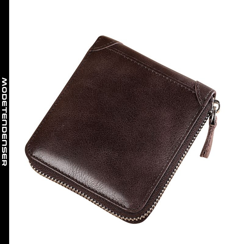 pung med kort lynlås tegnebog simpel brun