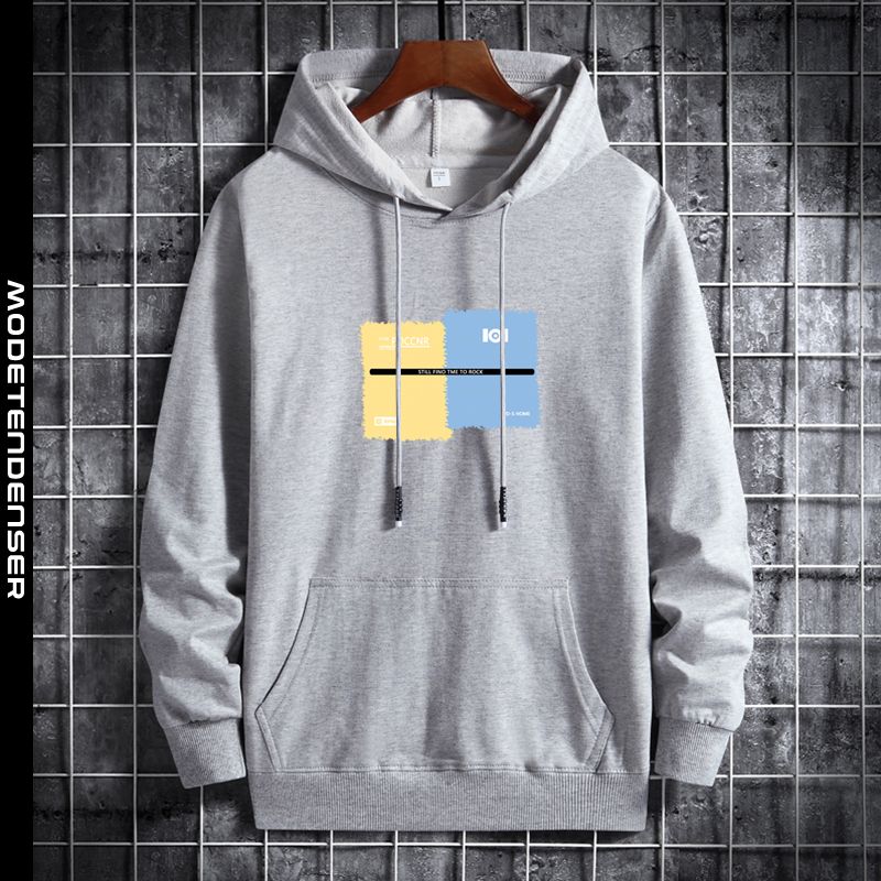 hættetrøje til mænd i ensfarvet farve 1