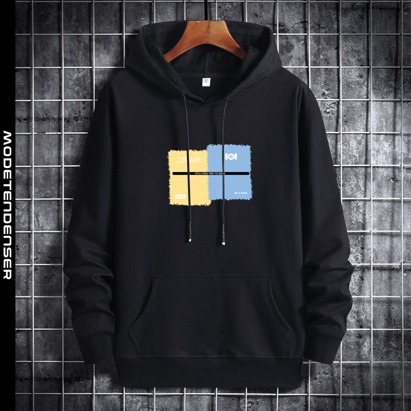 hættetrøje til mænd i ensfarvet farve 2