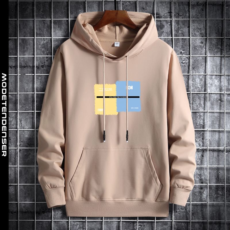 hættetrøje til mænd i ensfarvet farve 3
