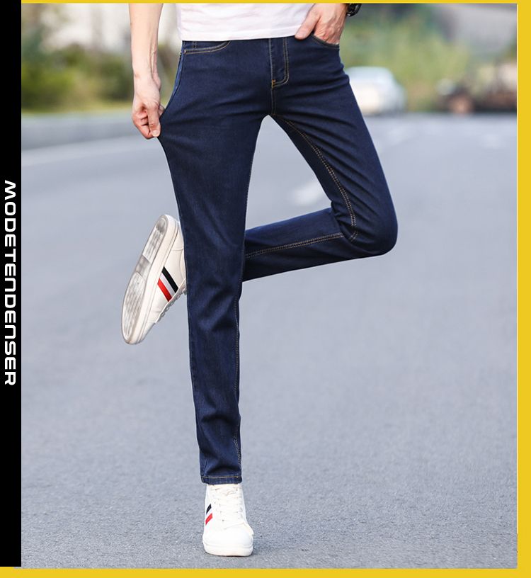 jeans til mænd i ensfarvet farve 2