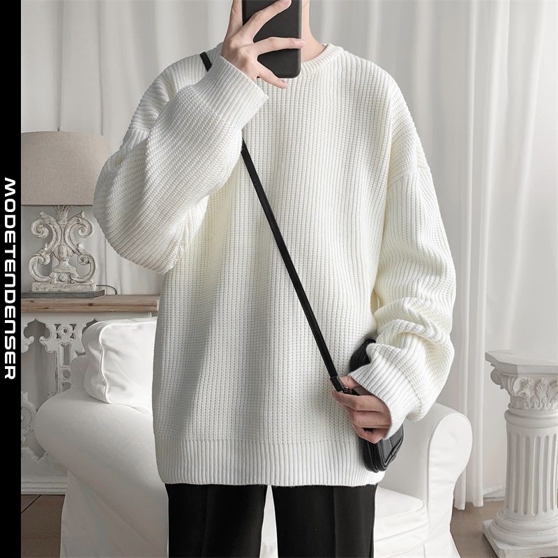 ren farve stribet sweater mand smuk slank hvid