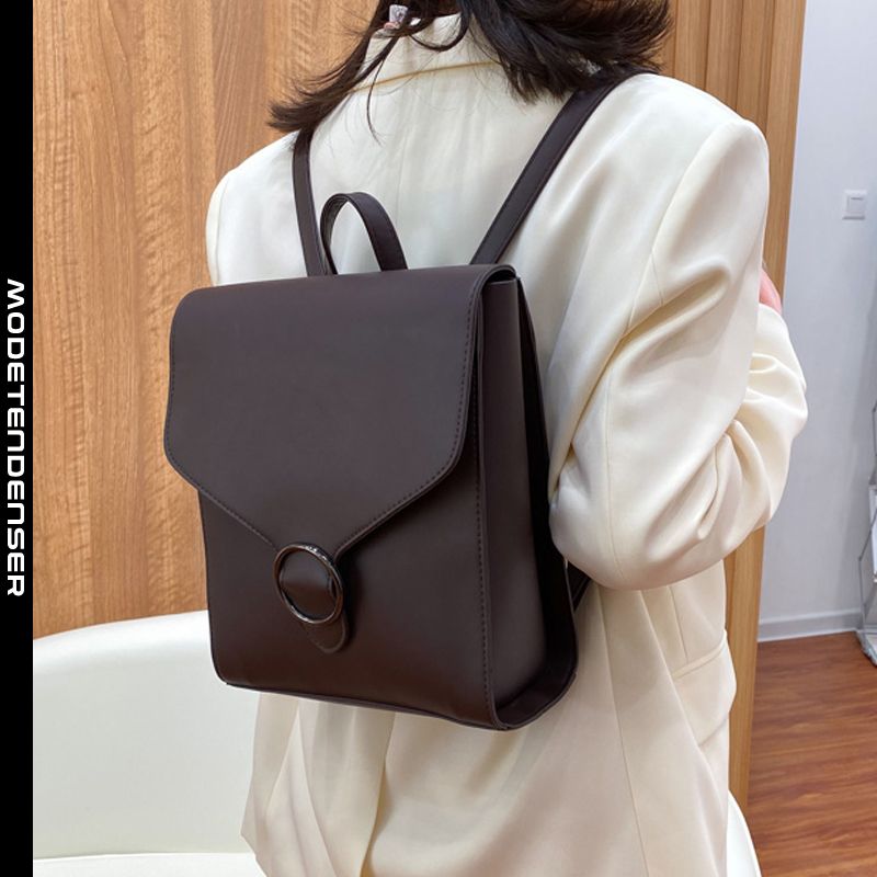 retro rygsæk kvindelig vild skoletaske rund spænde brun
