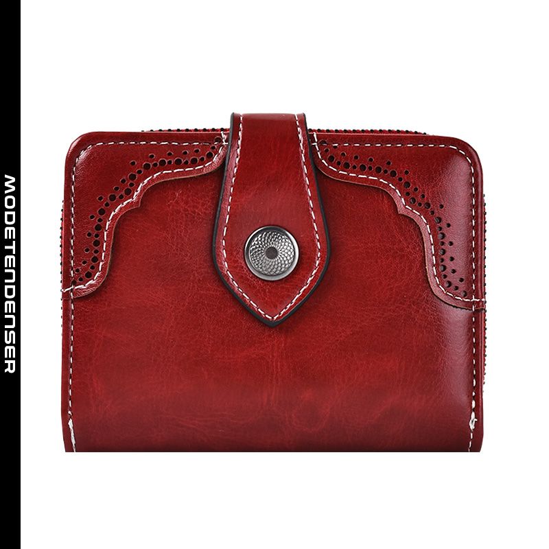retro tegnebog kvinders foldet kort mode pung metalknap rød