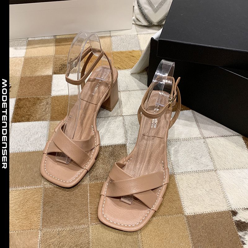 sandaler kvinder sommer mode tyk hæl simpel trend lyserød
