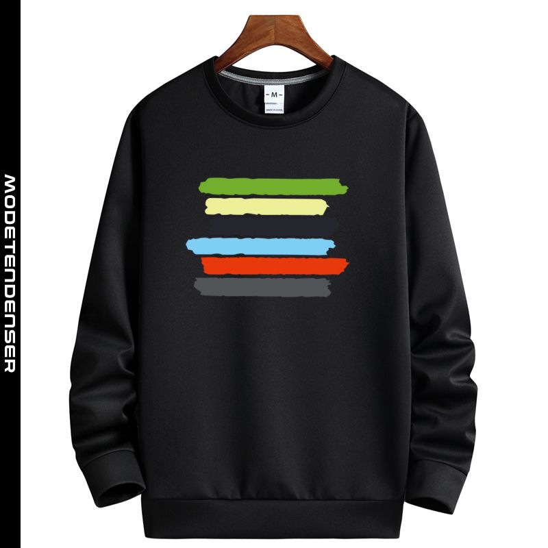 simpel farve stribet mænds sweatshirt sort