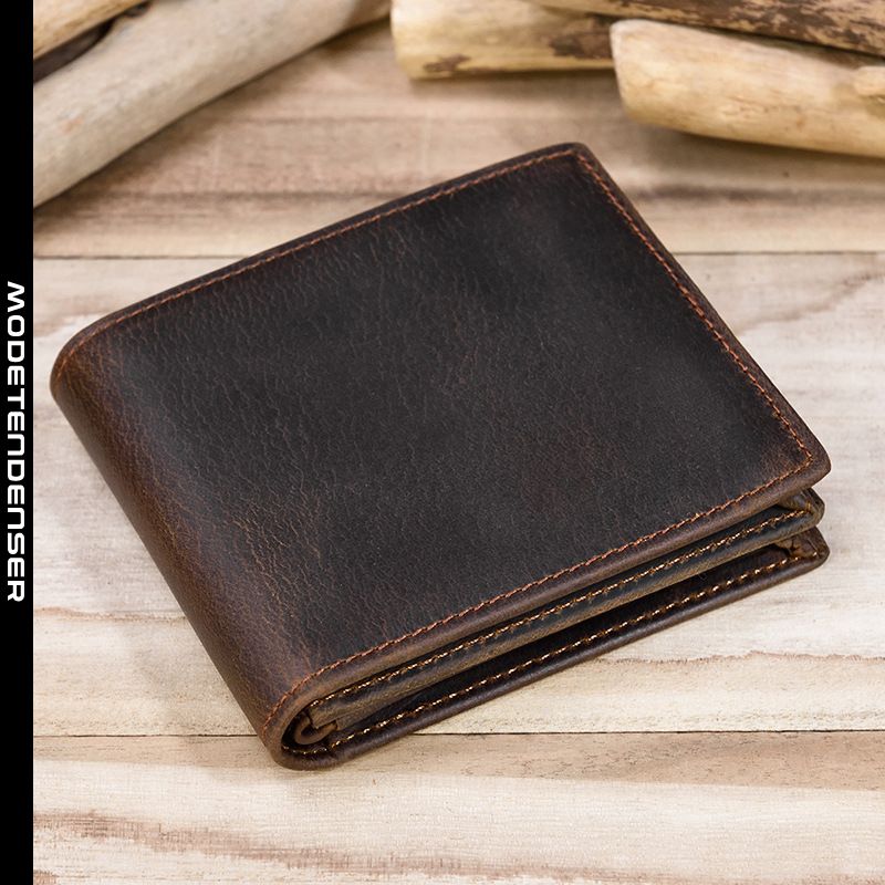 simpel to foldet tegnebog tegnebog lynlås mandlig multikortslot brun