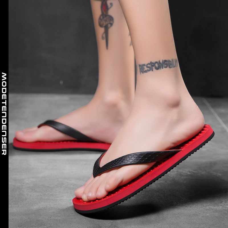 sommer mænds flip flops trendy afslappede strandsko sandaler bølget sål rød