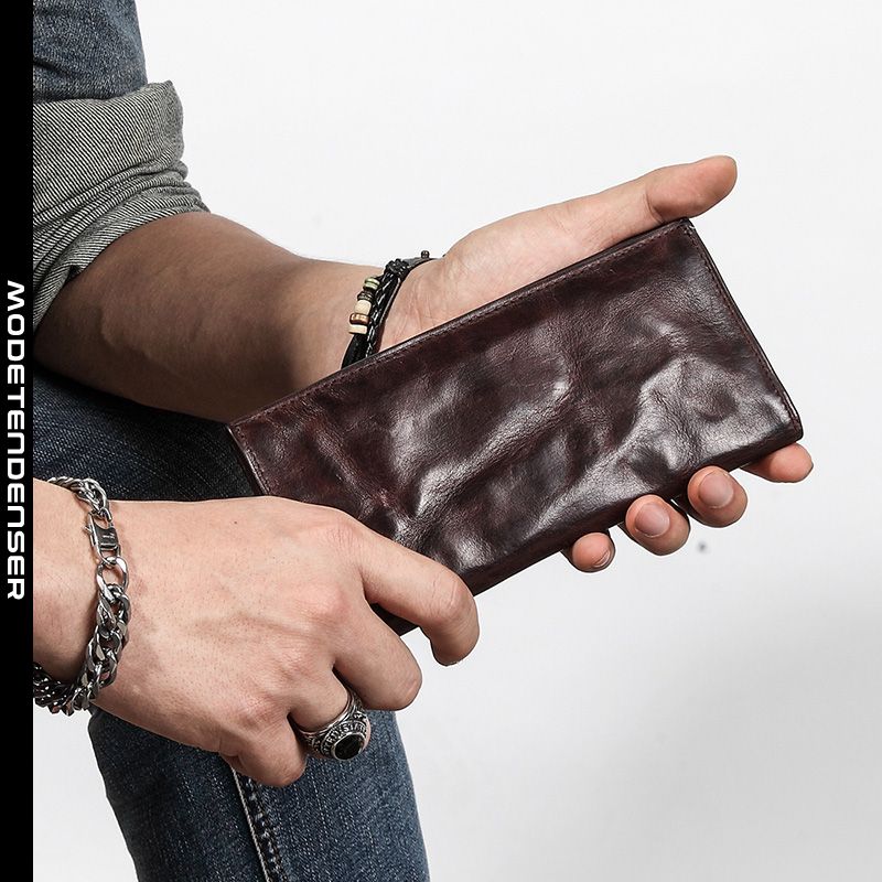 super tynd mandlig lang tegnebog original personlighed simpel ungdoms tegnebog brun