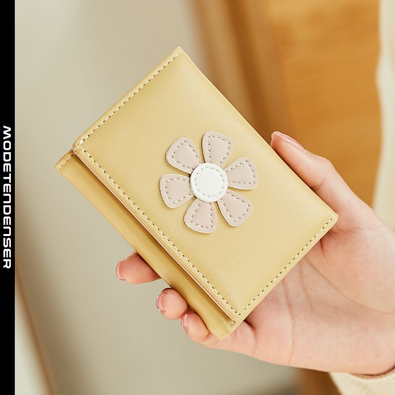 tre-fold tegnebog kvindelig kort simpel sød tegnebog print gul