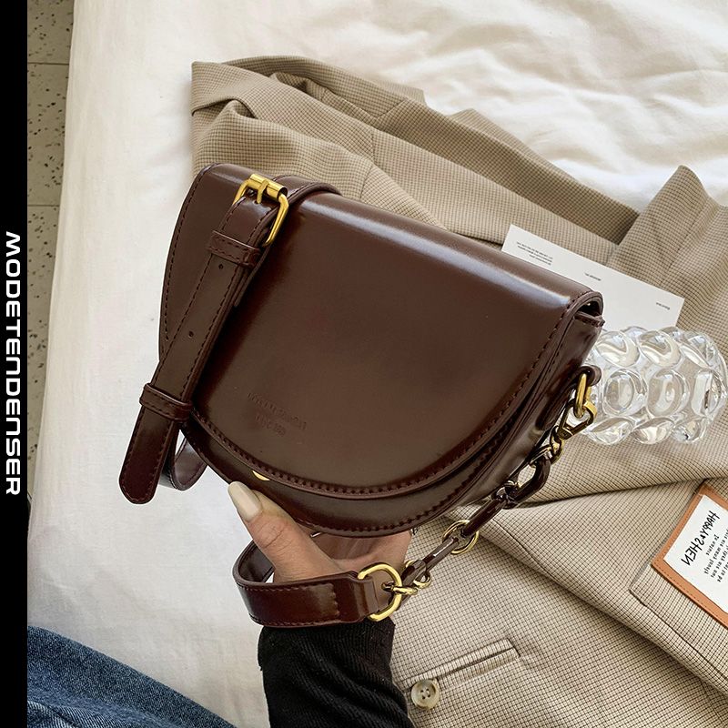 udsøgt skuldertaske kvinder messenger-taske mode sadeltaske flip brown