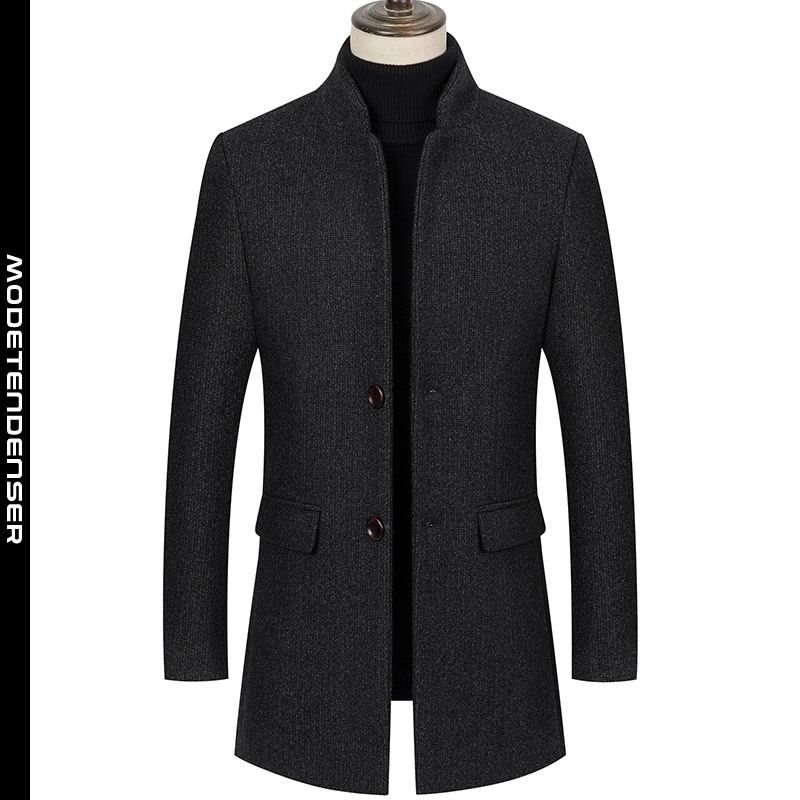 udsøgt vinterslank mænds uldfrakke lang slank forretningsjakke sort