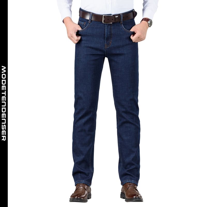 vinter forretningsmode mænds jeans strækker høj talje lige og fløjl mørkeblå